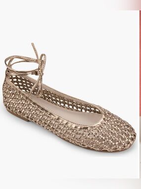 Yosi Samra Sadie Ballet Flat in Gold Hand-Woven